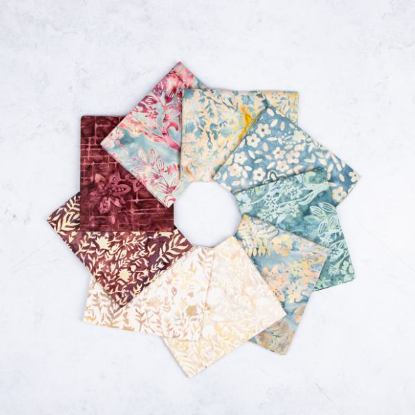 Expressions Batiks Floral Grid Old China Fat Quarter Bundle B