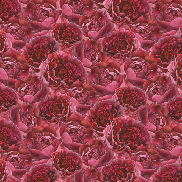 Crimson Blooms Tonal Florals Red