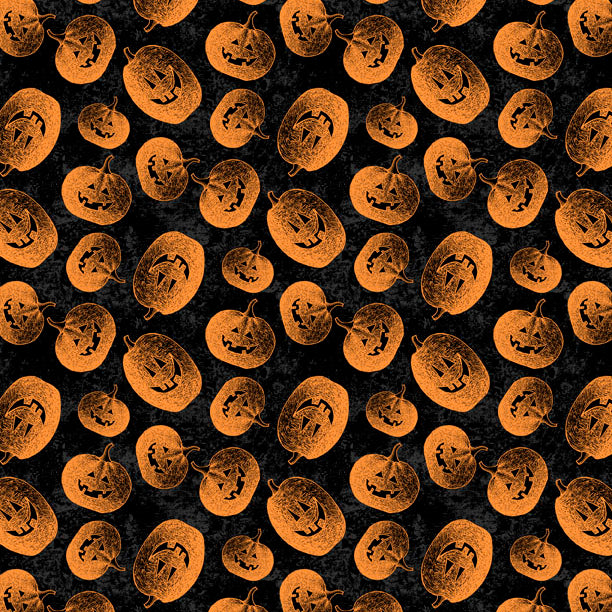 Moonlit Manor Tossed Jack o' Lanterns Black/Orange