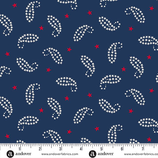 Americana by Andover Fabrics Paisley Blue