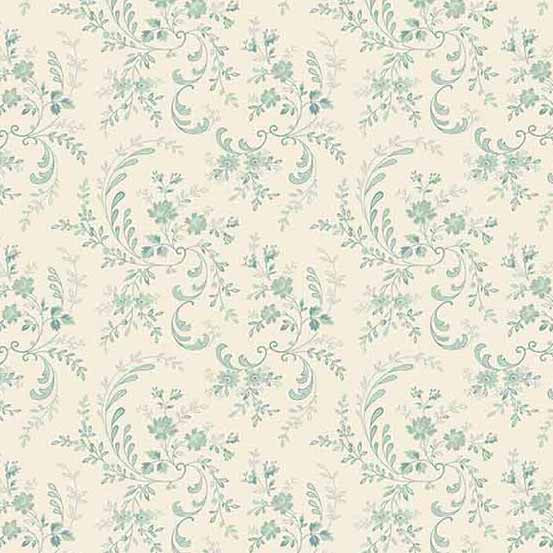 Petit Point Floral Vines Teal