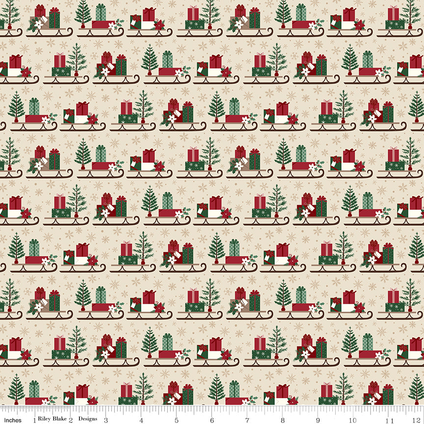 Christmas Time Sleds Linen