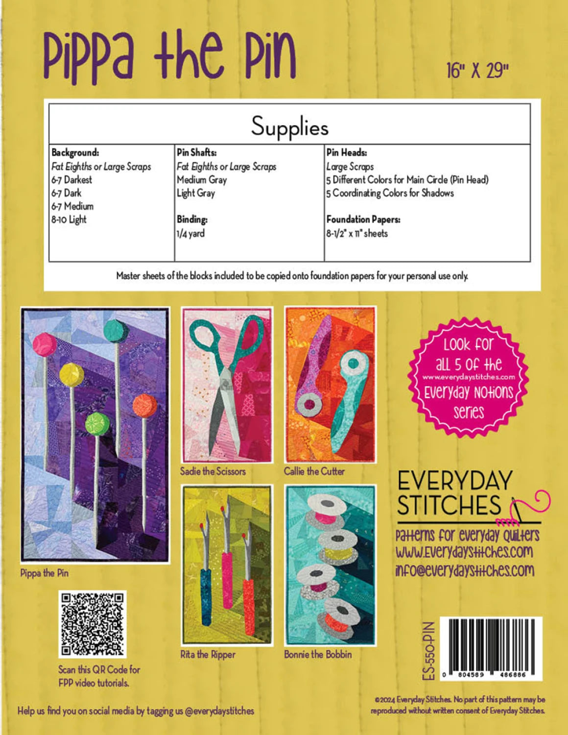 Pippa the Pin (Paper Piecing Pattern)