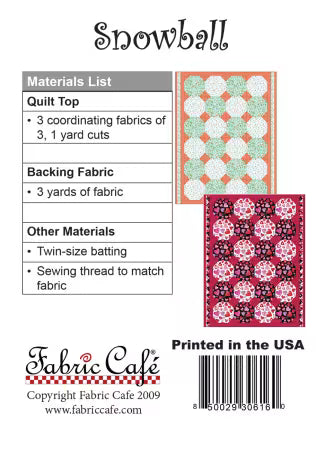 Fabric Cafe 3-Yard Quilt Pattern - Snowball