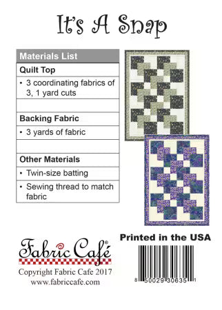 Fabric Cafe 3-Yard Quilt Pattern - It's A Snap