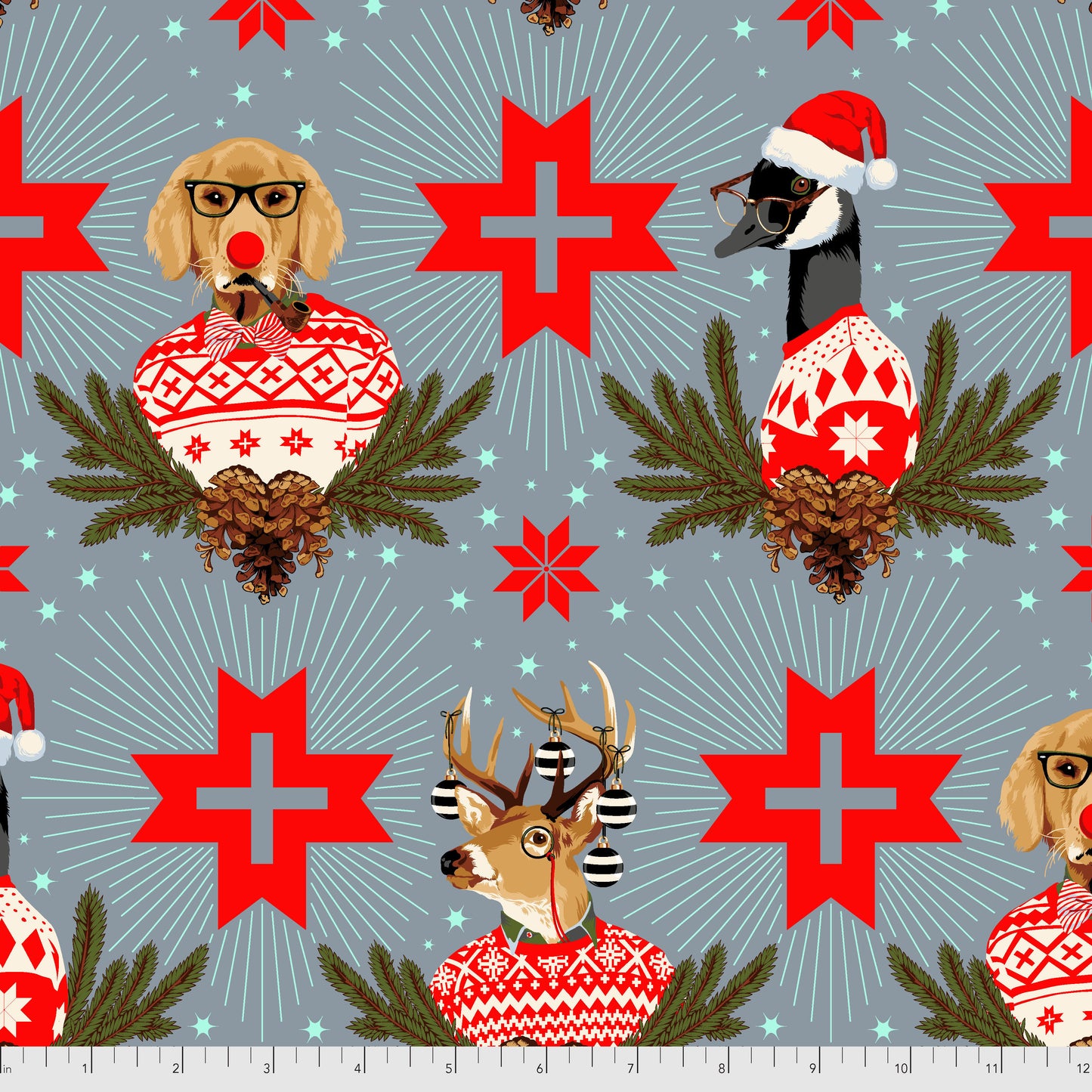 Holiday Homies Flannel Buck Buck Goose Blue Spruce