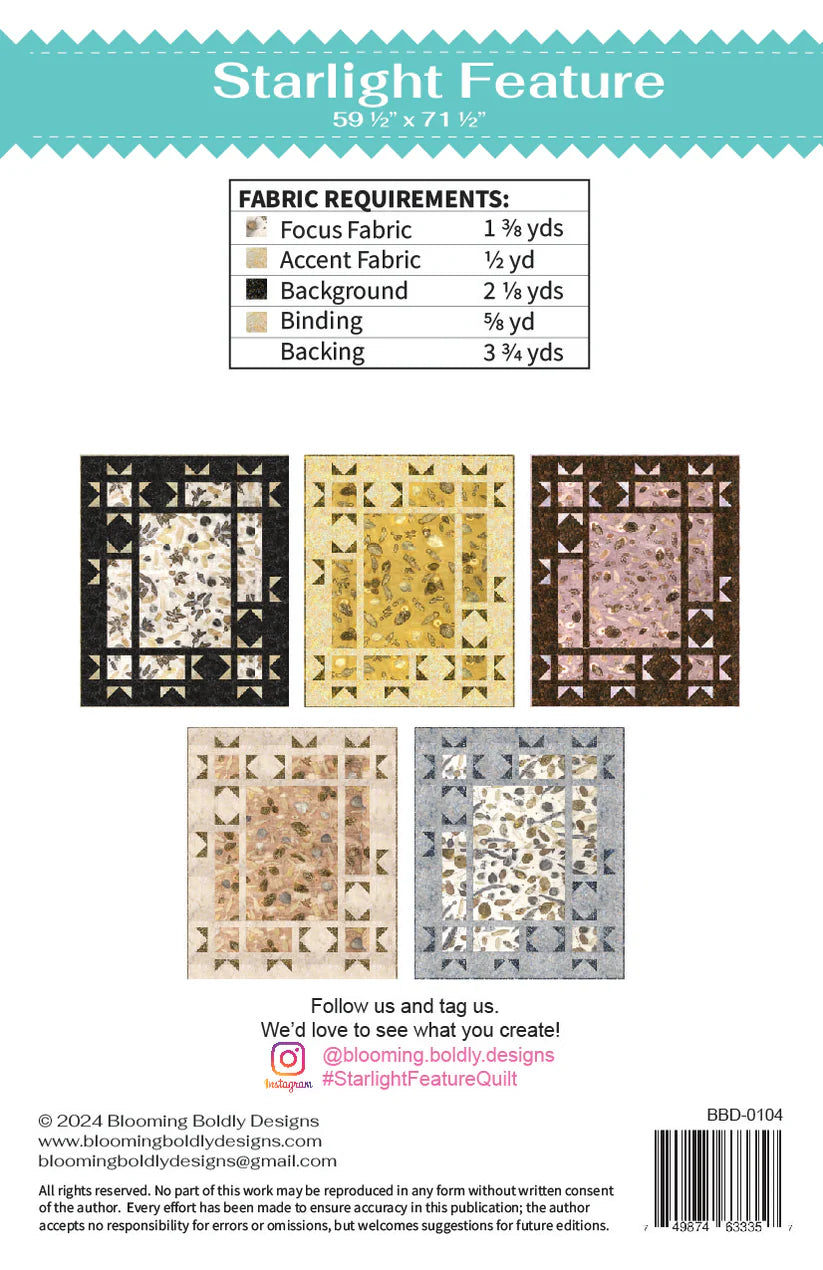 Blooming Boldly Designs Starlight Feature Quilt Pattern