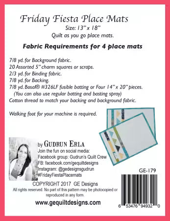 GE Designs - Friday Fiesta Placemats Quilt as You Go