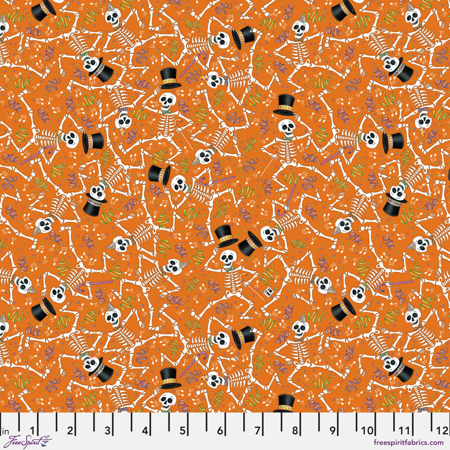 Spooky Cute Halloween - Dancing Skeletons - Orange