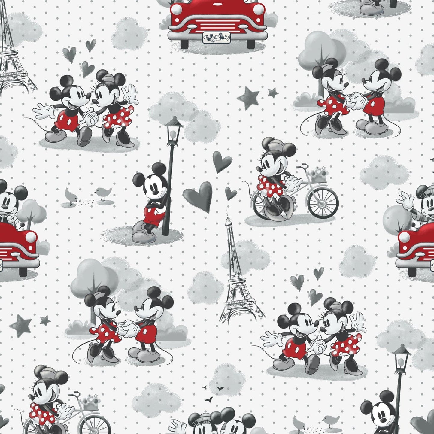 (Craft Fabric) Vintage Mickey & Minnie