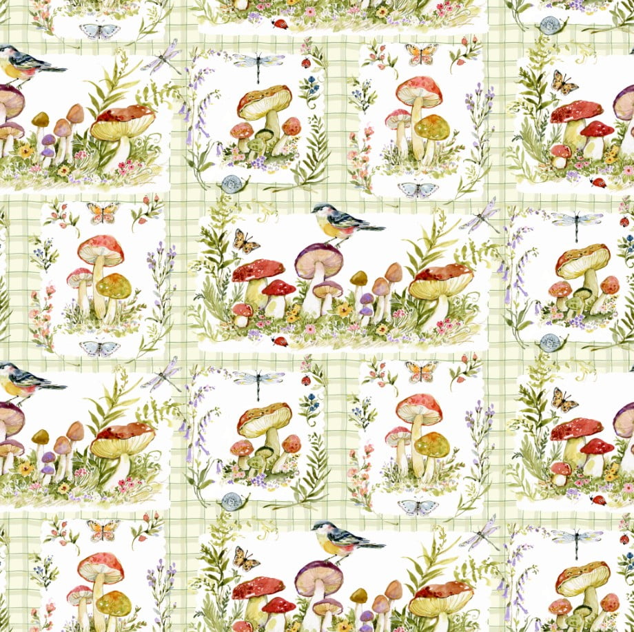Intriguing Mushrooms Patch - Craft Fabric