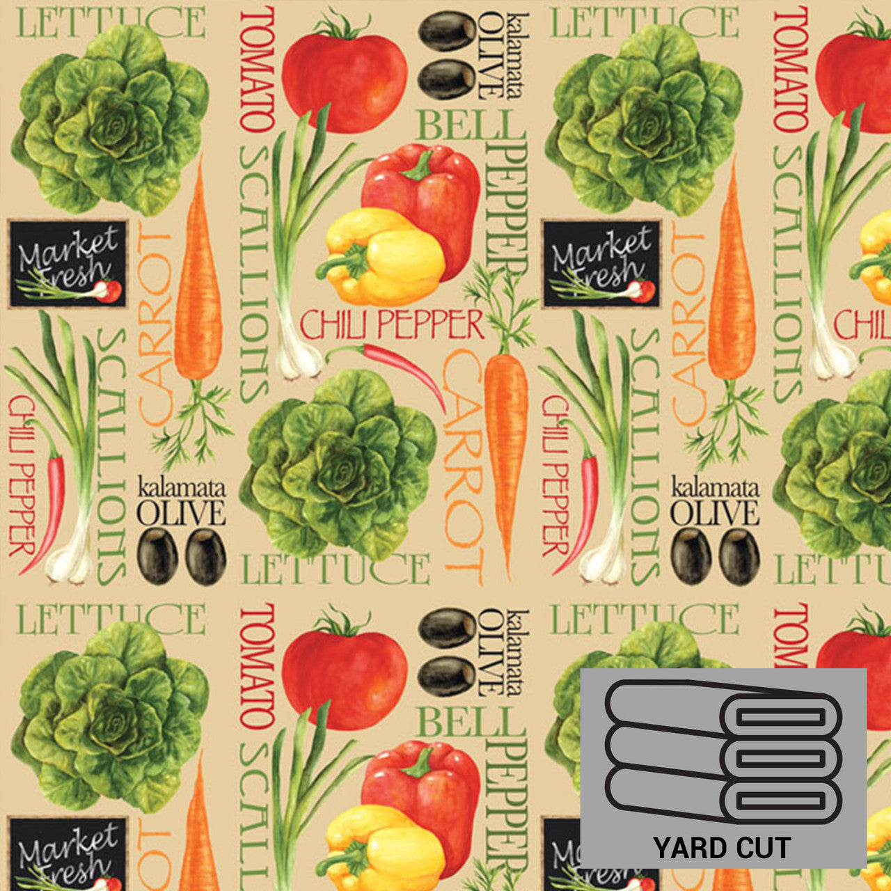 (Craft Fabric Precut) Novelty Vegetables 1 Yard