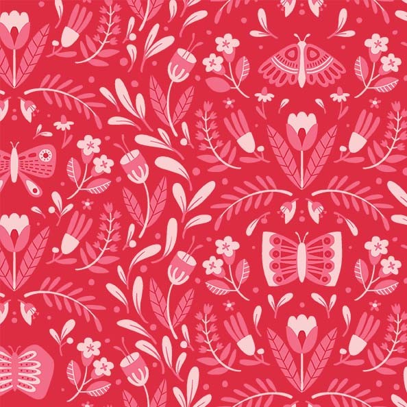 Open Fields: Full of Wonder Butterfly Frolic Red