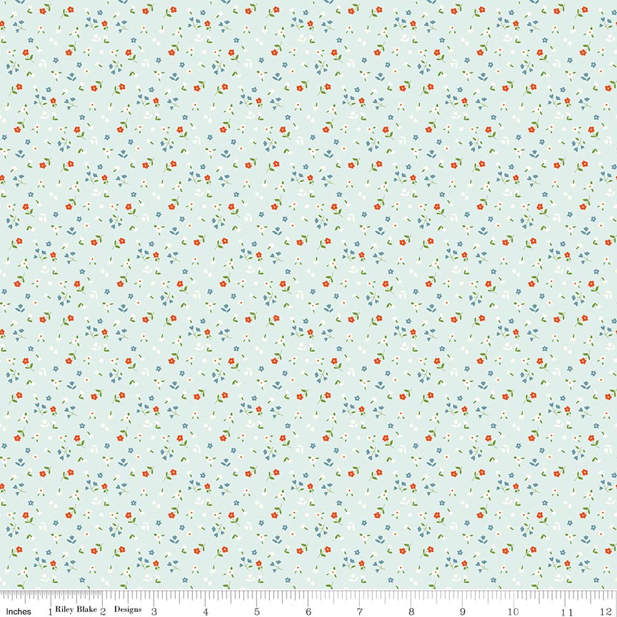 Cotton Nook Flowers Bleached Denim
