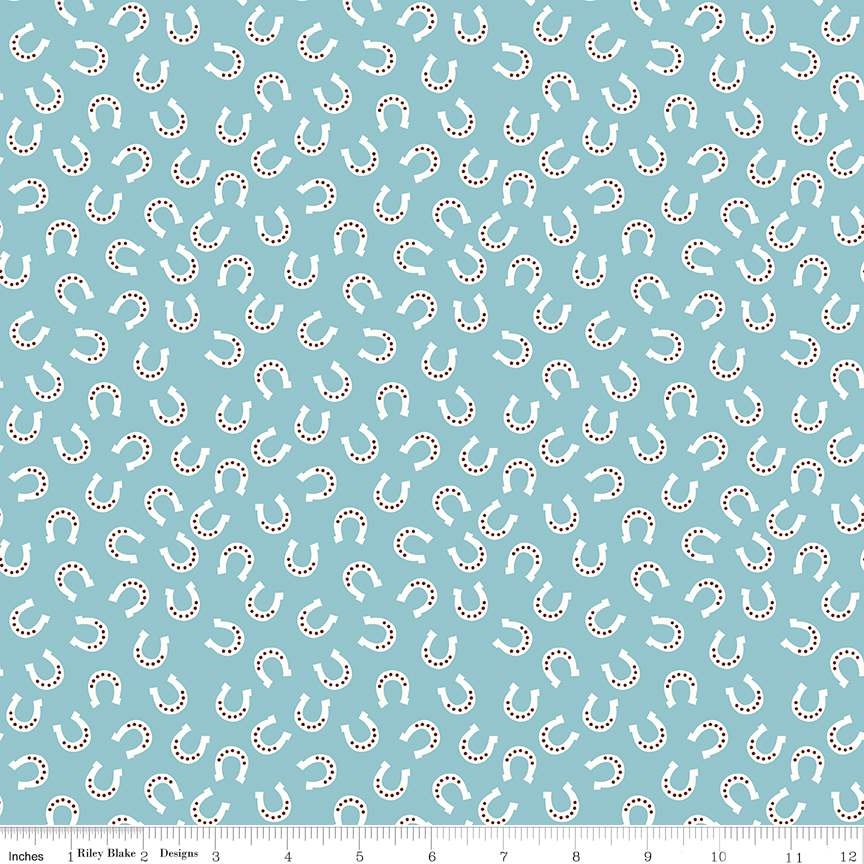 Flannel Lil Buckaroos Horseshoes Aqua