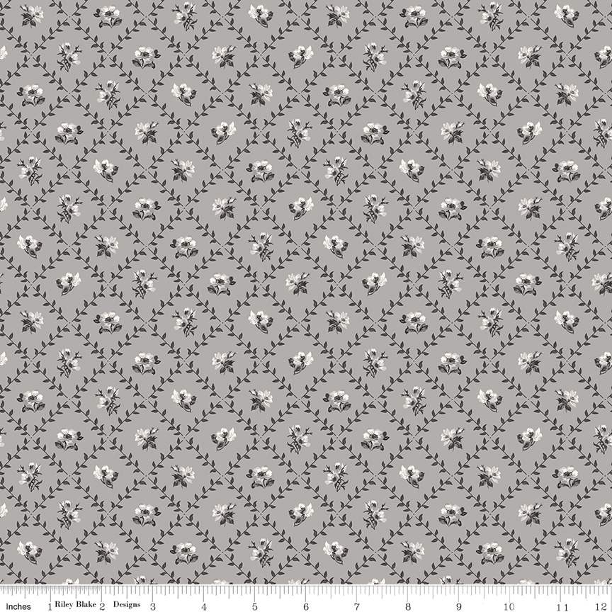 Ink & Ivory Flower Trellis Gray