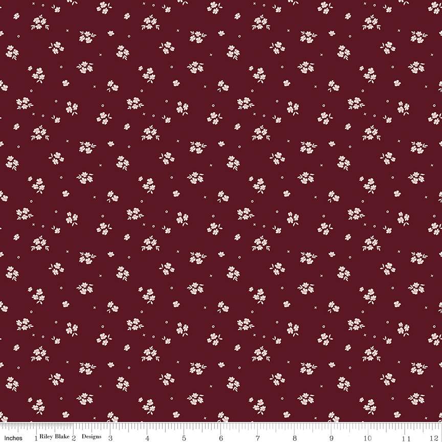 Love You Always Ditsy Maroon
