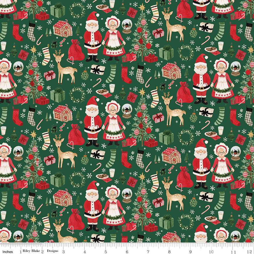 Charming Christmas Santa & Mrs. Claus Green
