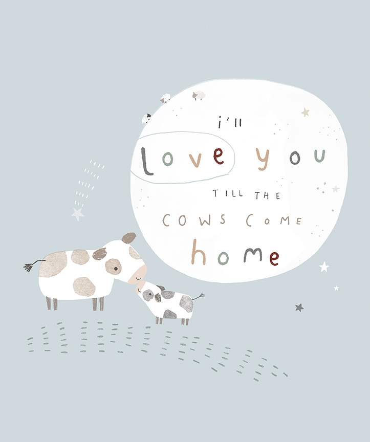 Flannel Till the Cows Come Home Panel Blue