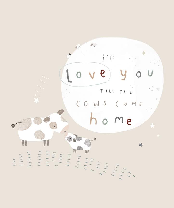 Flannel Till the Cows Come Home Panel Ash