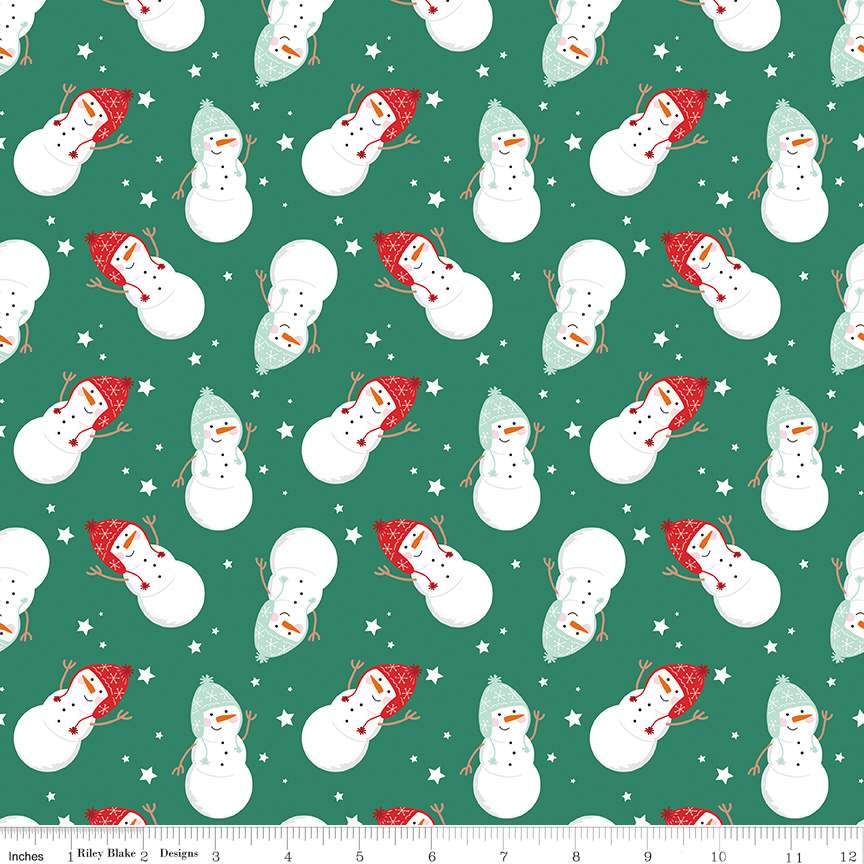 Flannel Snowmen Green