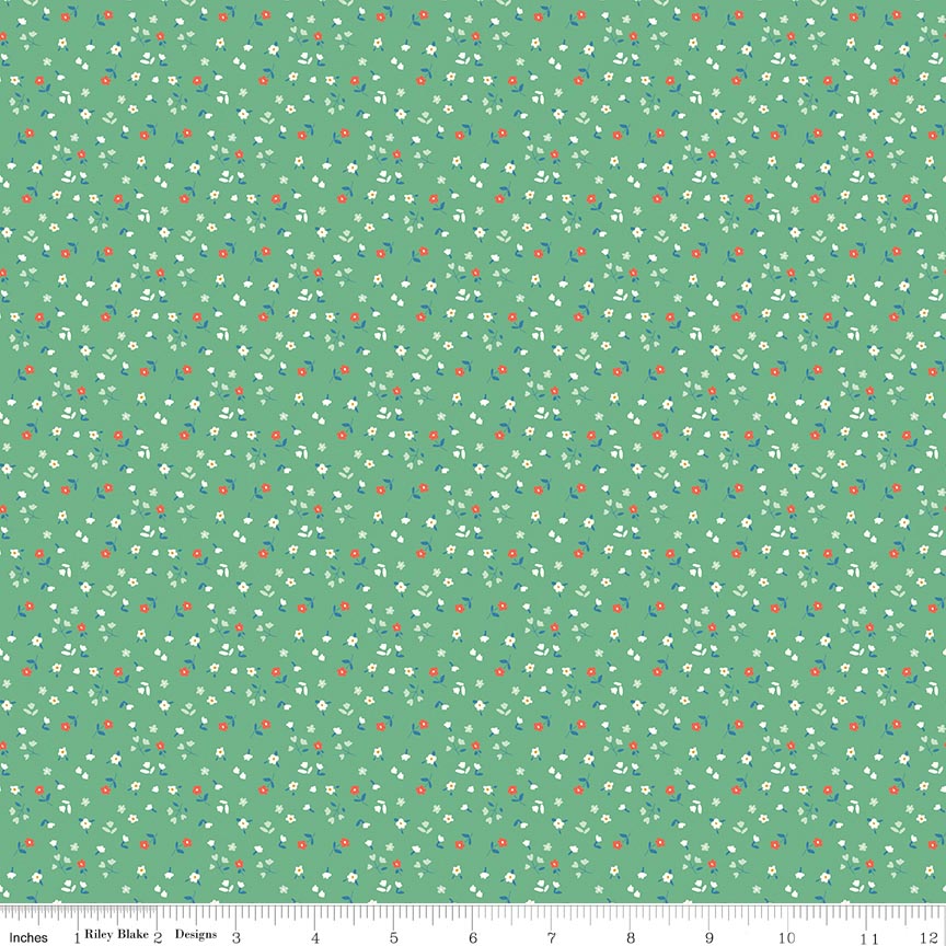 Cotton Nook Flowers Green