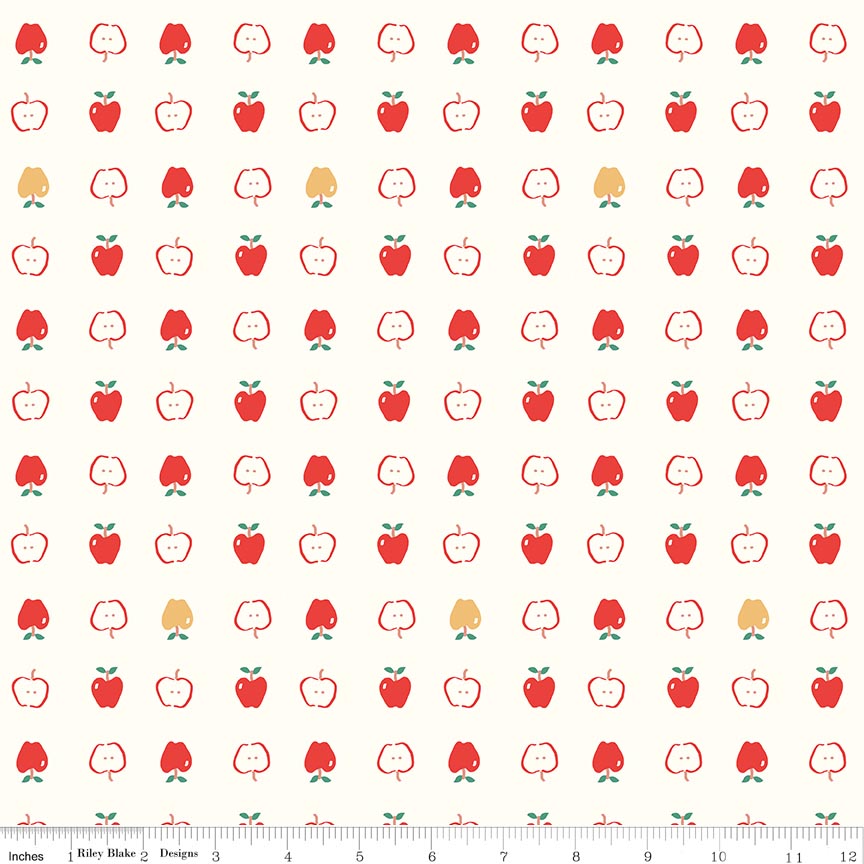 Cotton Nook Apples Vintage White