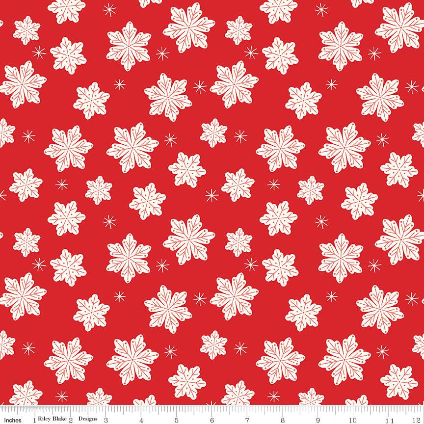 Flannel Snowflakes Red