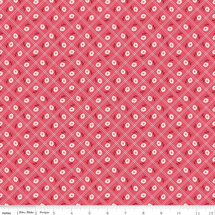Berry & Sage Calico Tea Rose