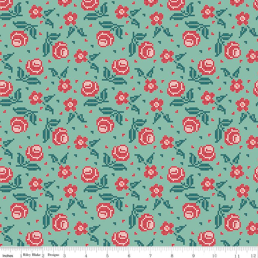 Afternoon Tea Stitched Flowers Scrubs