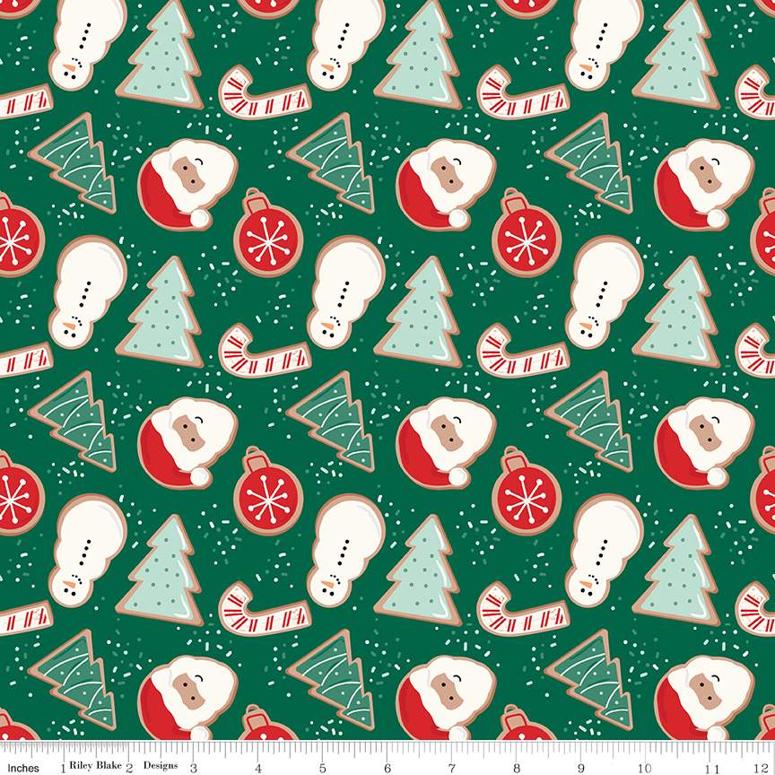 Flannel Christmas Cookies Green