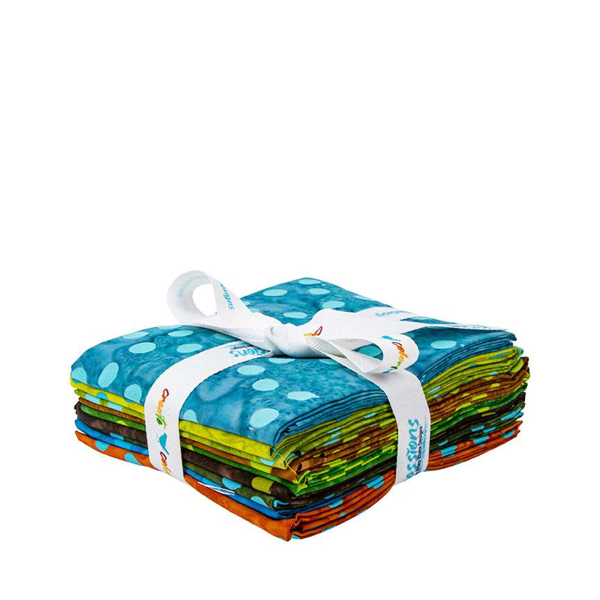 Batiks Elementals Polka Pop Green Blue Fat Quarter Bundle A