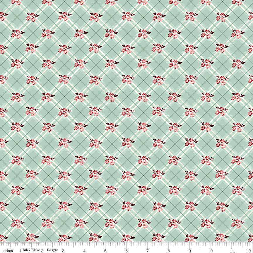 Love You Always Floral Plaid Mist
