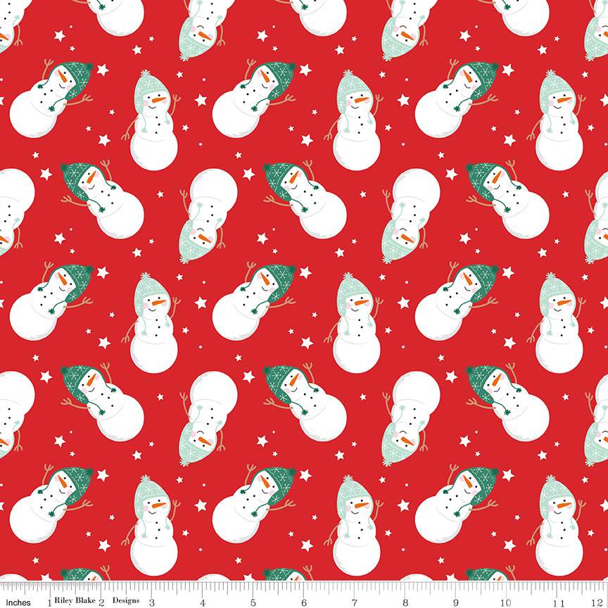 Flannel Snowmen Red