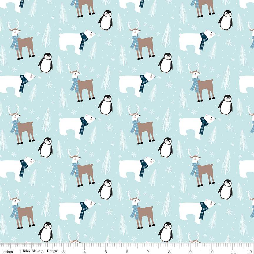 Flannel Winter Magic Winter Animals Aqua