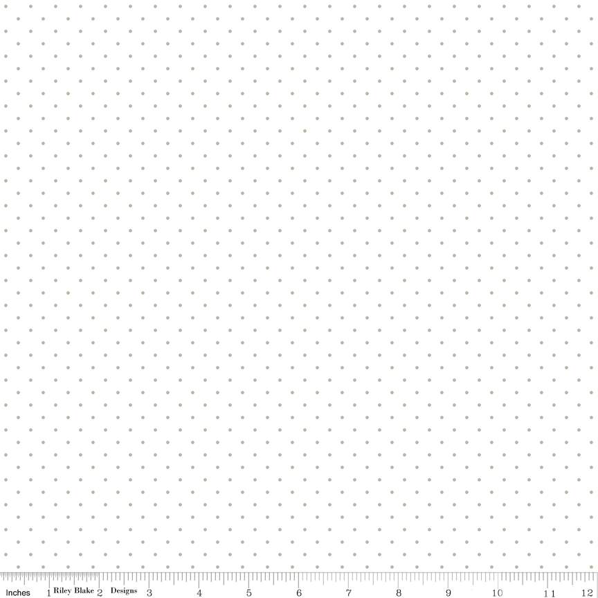 Flannel Dots on White Gray