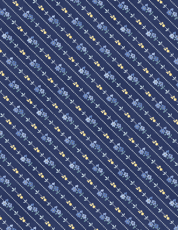 Morning Blooms Diagonal Stripe Navy