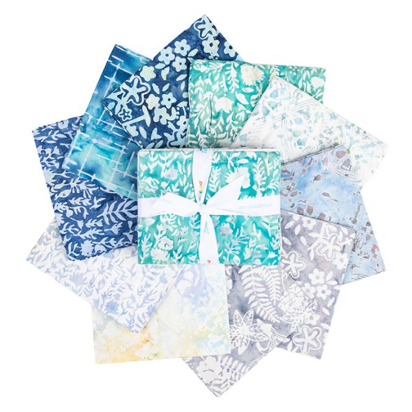 Expressions Batiks Floral Grid Seafoam Splash Fat Quarter Bundle A