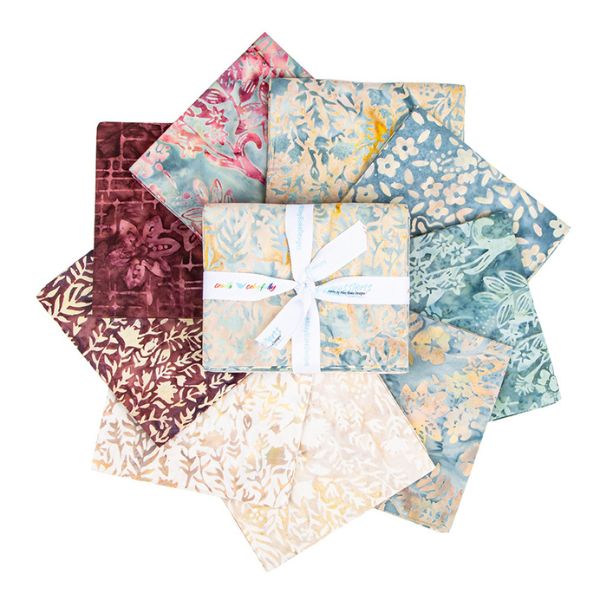 Expressions Batiks Floral Grid Old China Fat Quarter Bundle B