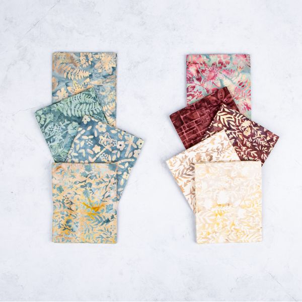 Expressions Batiks Floral Grid Old China Fat Quarter Bundle B