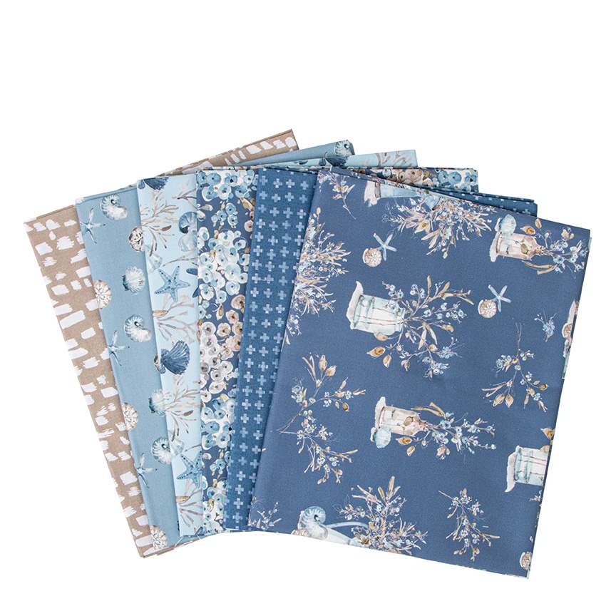 Blue Escape Coastal 1-Yard Bundle Colonial, 6 Yards Total