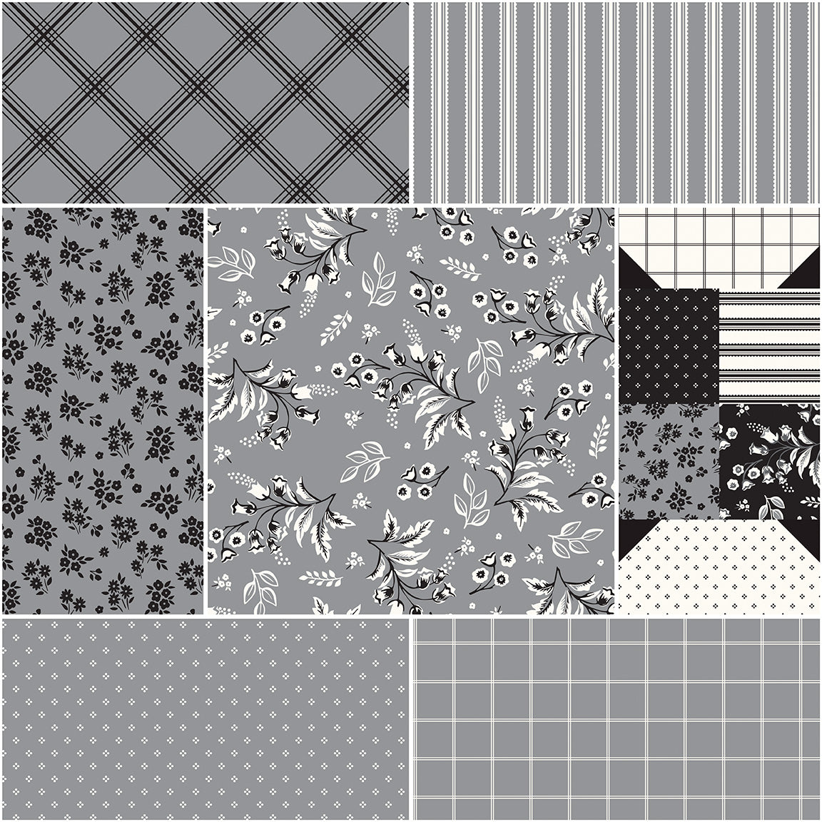 Midnight Meadow 1-Yard Bundle Gray