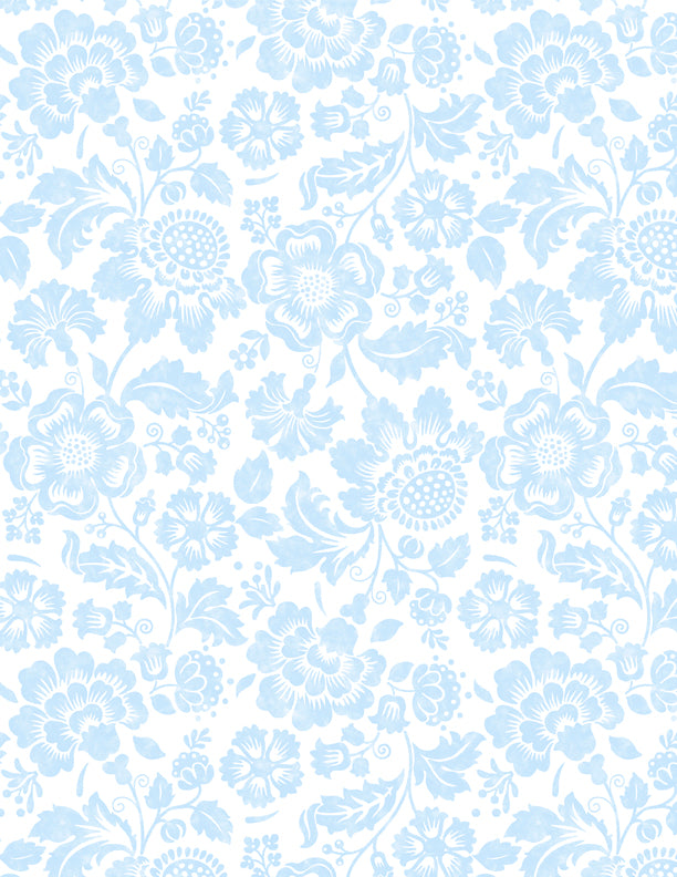 Sweet Cherry Tonal Floral White/Blue