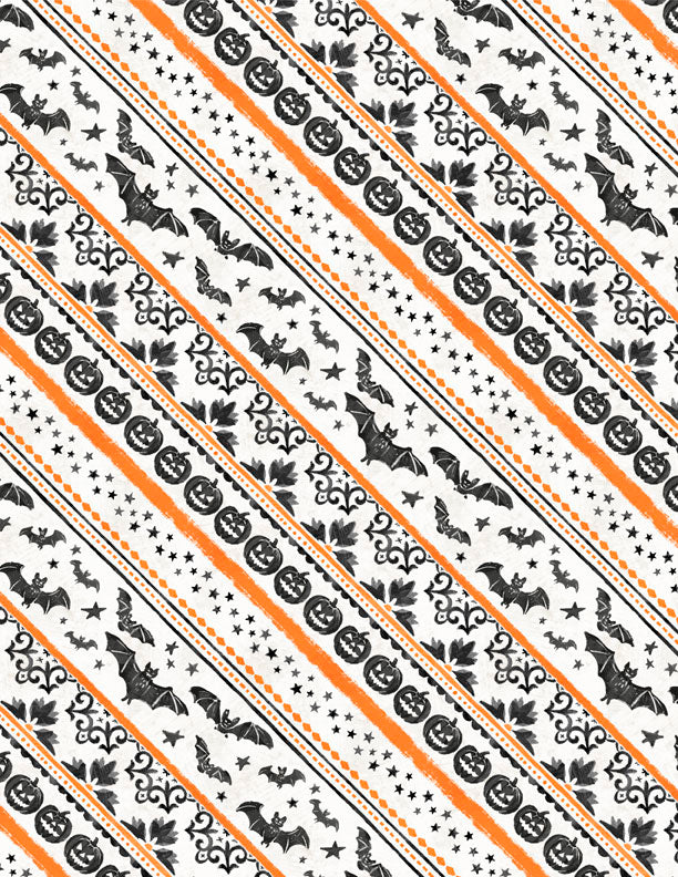 Midnight Hauntings Diagonal Stripe Cream/Orange