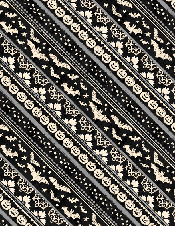 Midnight Hauntings Diagonal Stripe Black/Gray
