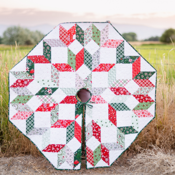 Mistletoe & Holly Tree Skirt & Pot Holder Panel