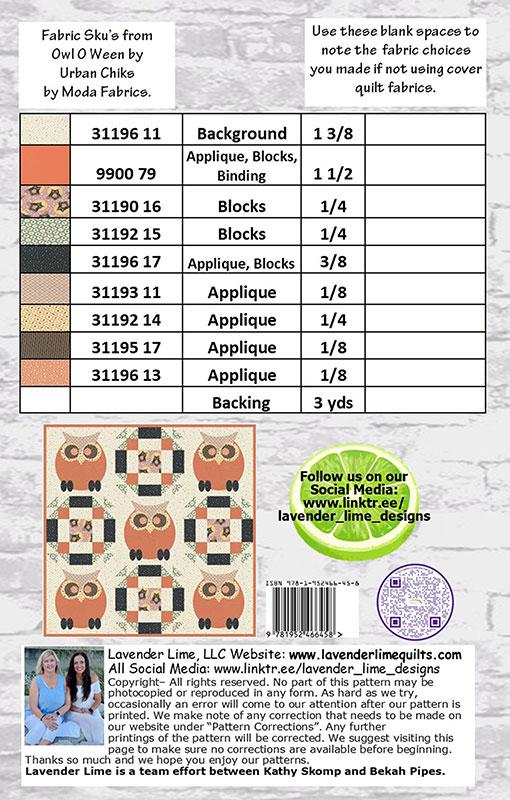 Hoot Quilt Pattern