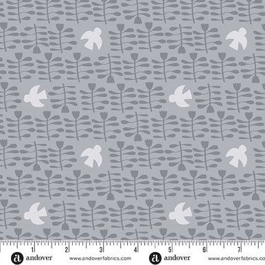 Conway Cottage by Karen Lewis Textiles Amongst the Flowers Grey