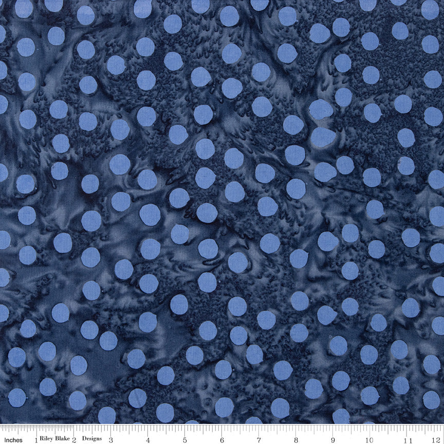 Batiks Elementals Polka Pop Stone Blue