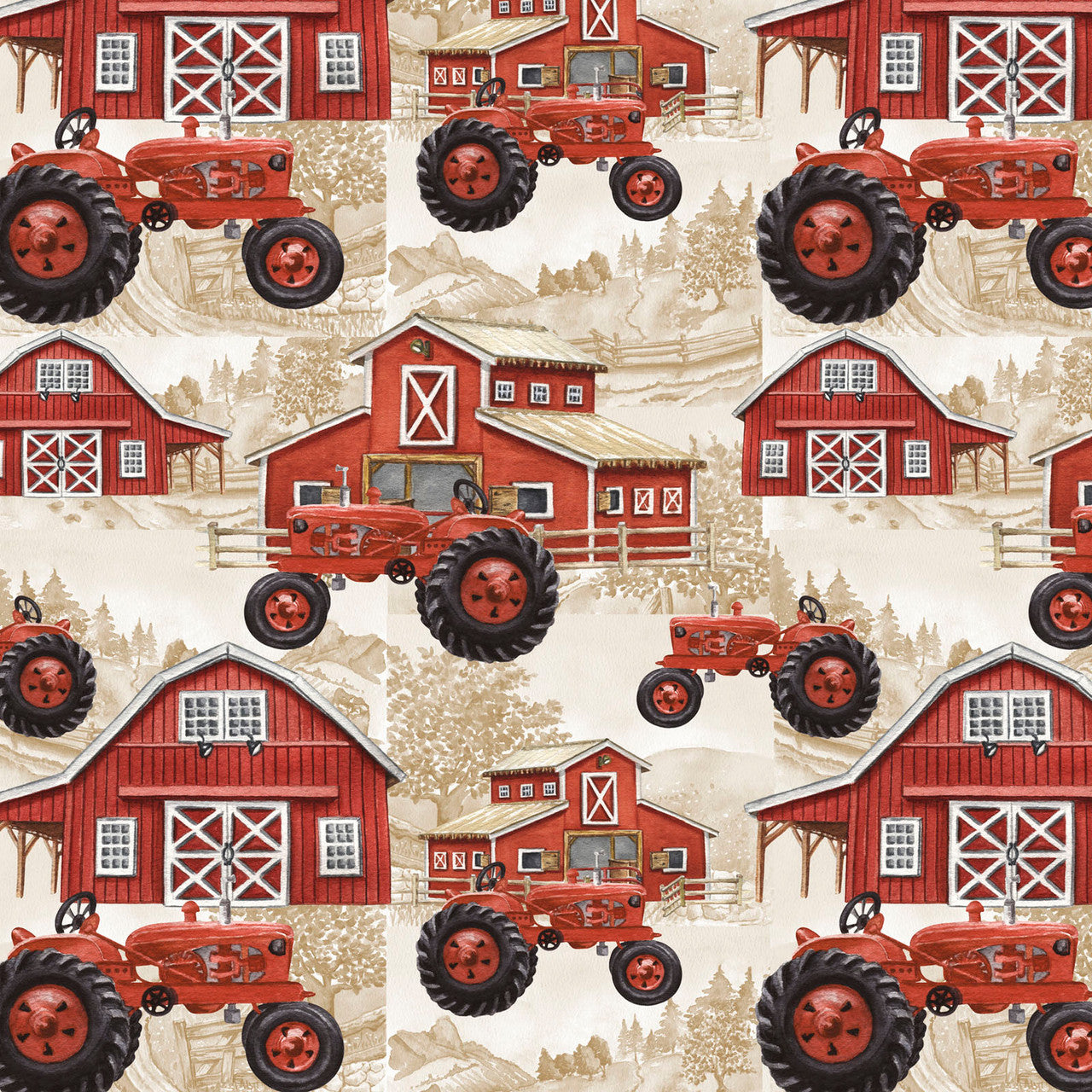 (Craft Fabric) Farm Tractors